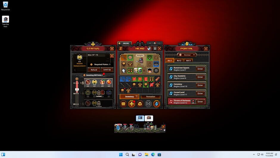TBH: Task Bar Hero screenshot 1